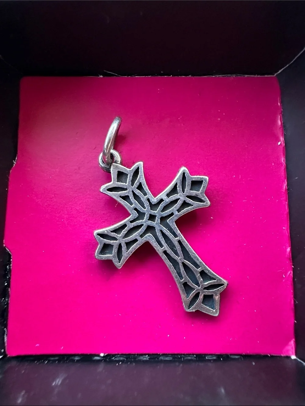 James Avery retired lattice Cross Pendant charm bracelet Sterling faith jewelry